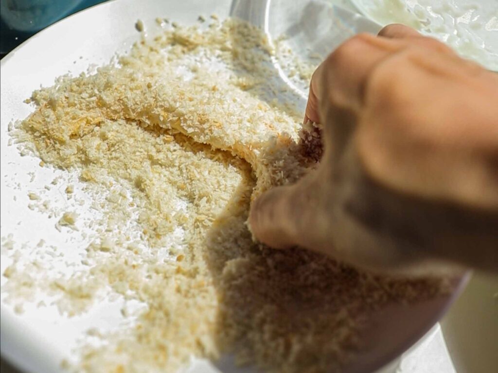 coating pumpkin in panko